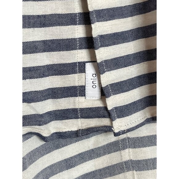 Onia Linen Blend Button Down High Low Hem Gray White Shirt Size Large - Picture 5 of 10